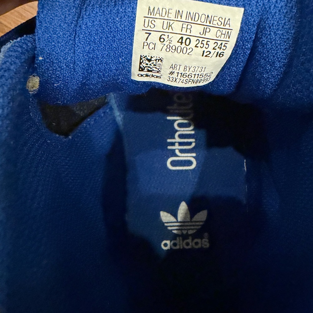 adidas Blue & White Mid-Top Shell Toe Sneakers - Picture 5 of 5
